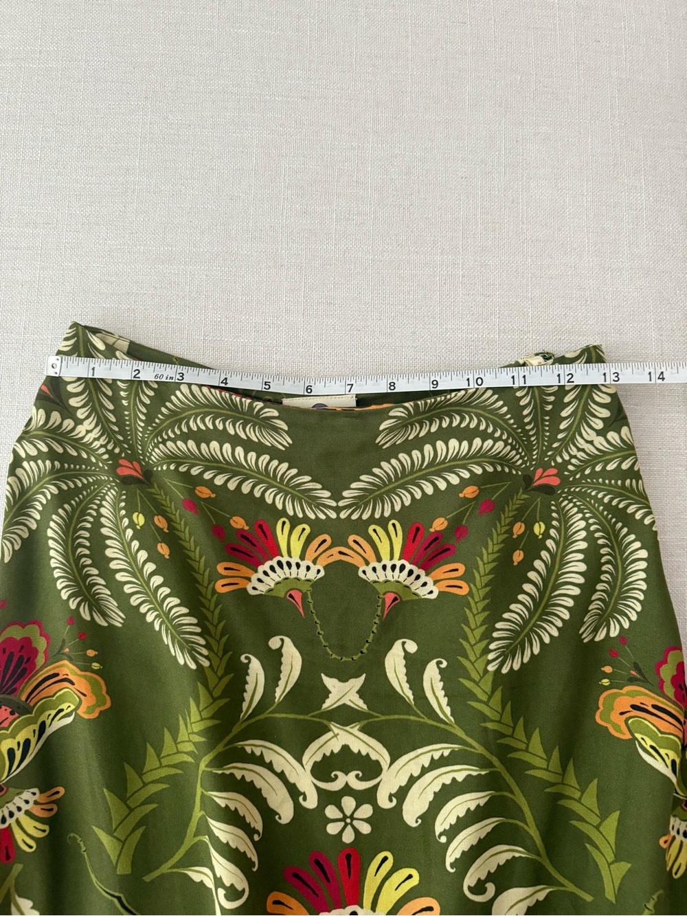 Anthropologie Farm Rio Olive Green Floral A-Line Skirt XS - Picture 6 of 7